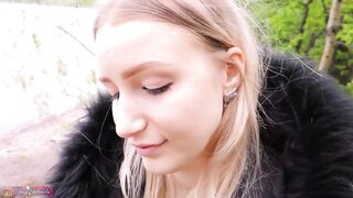 Slut student agreed to give blowjob to the guy and let him fuck her pussy | Cumshot on a new jacket! - 2 image