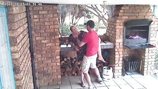 Spycam: CC TV self catering accomodation couple fucking on front porch of nature reserve - 12 image