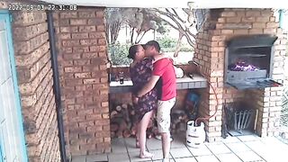 Spycam: CC TV self catering accomodation couple fucking on front porch of nature reserve - 3 image