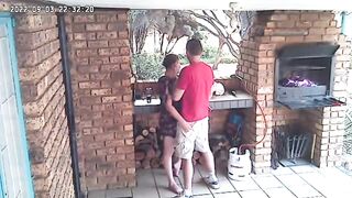 Spycam: CC TV self catering accomodation couple fucking on front porch of nature reserve - 6 image