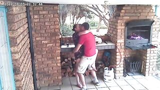 Spycam: CC TV self catering accomodation couple fucking on front porch of nature reserve - 7 image