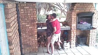 Spycam: CC TV self catering accomodation couple fucking on front porch of nature reserve - 8 image