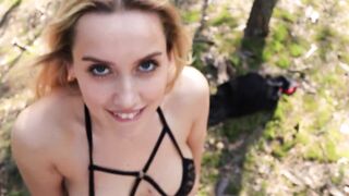 POV - Blonde With Tits Sucked Cock From A Boy Scout In The Woods - 2 image