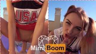 Cheerleader decides to practice Dick riding skills outdoor on a sunny beautiful day - Mimi Boom - 1 image