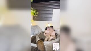 Uncensored outdoor exposure, a large amount of vaginal cum shot with Gonzo sex in the open-air bath - 2 image
