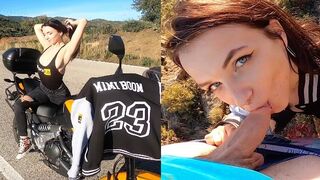 Sunny Day for a Motorcycle and a Sloppy Outdoor Mountain Blowjob near Gibraltar - Mimi Boom - 1 image
