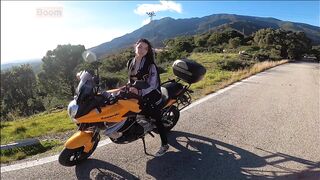 Sunny Day for a Motorcycle and a Sloppy Outdoor Mountain Blowjob near Gibraltar - Mimi Boom - 3 image