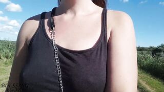 Boob walk in my black shirt, my hard nipples are visible for everyone - boob walk - 5 image