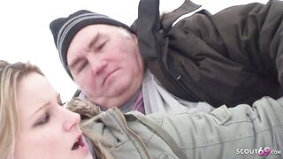 Old Guy Seduce Curvy Nylon Teen to Fuck Outdoor in Snow - 15 image