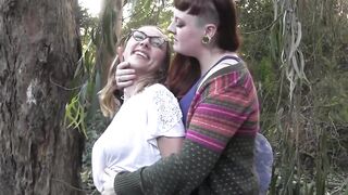 Hairy MILF lesbians outdoors - chubby lesbo - 3 image