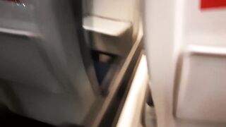 Public dick flash in the train. Stranger girl jerk me off and suck me till I cum. Risky real outdoor - 2 image