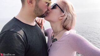 Blonde Public Blowjob Dick and Cum in Mouth by the Sea - Outdoor - 11 image