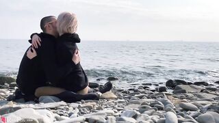 Blonde Public Blowjob Dick and Cum in Mouth by the Sea - Outdoor - 4 image