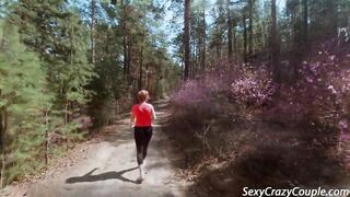 Hot MILF Tiffany went to do fitness in the woods and couldn't resist and started undressing right on the track - 10 image