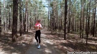 Hot MILF Tiffany went to do fitness in the woods and couldn't resist and started undressing right on the track - 13 image