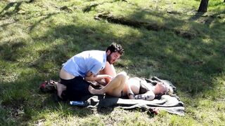 Fan request! Outdoor nude, fucking, pussylicking, cumshot in the forest - 11 image