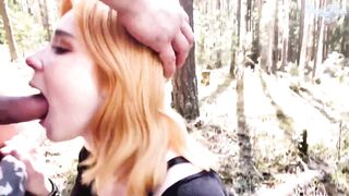 Girlfriend Deepthroat and Passionate Fuck in the Wood - Cum on Tongue - 14 image