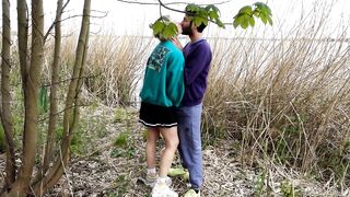 Outdoor strip and fuck by the lake with big cumshot in her face - 4 image