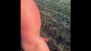 Real long naked walk in public in fields - 1 image