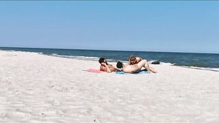 Sharing my girl with a stranger on the public beach. Threesome WetKelly. - 7 image