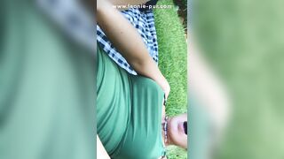Dirty picnic! He takes a nap and I finger my tight pussy - 12 image