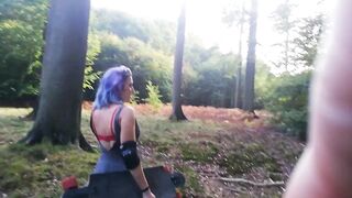 Outdoor public flashing , blowjob & sex in a forest by a french skater girl - 11 image
