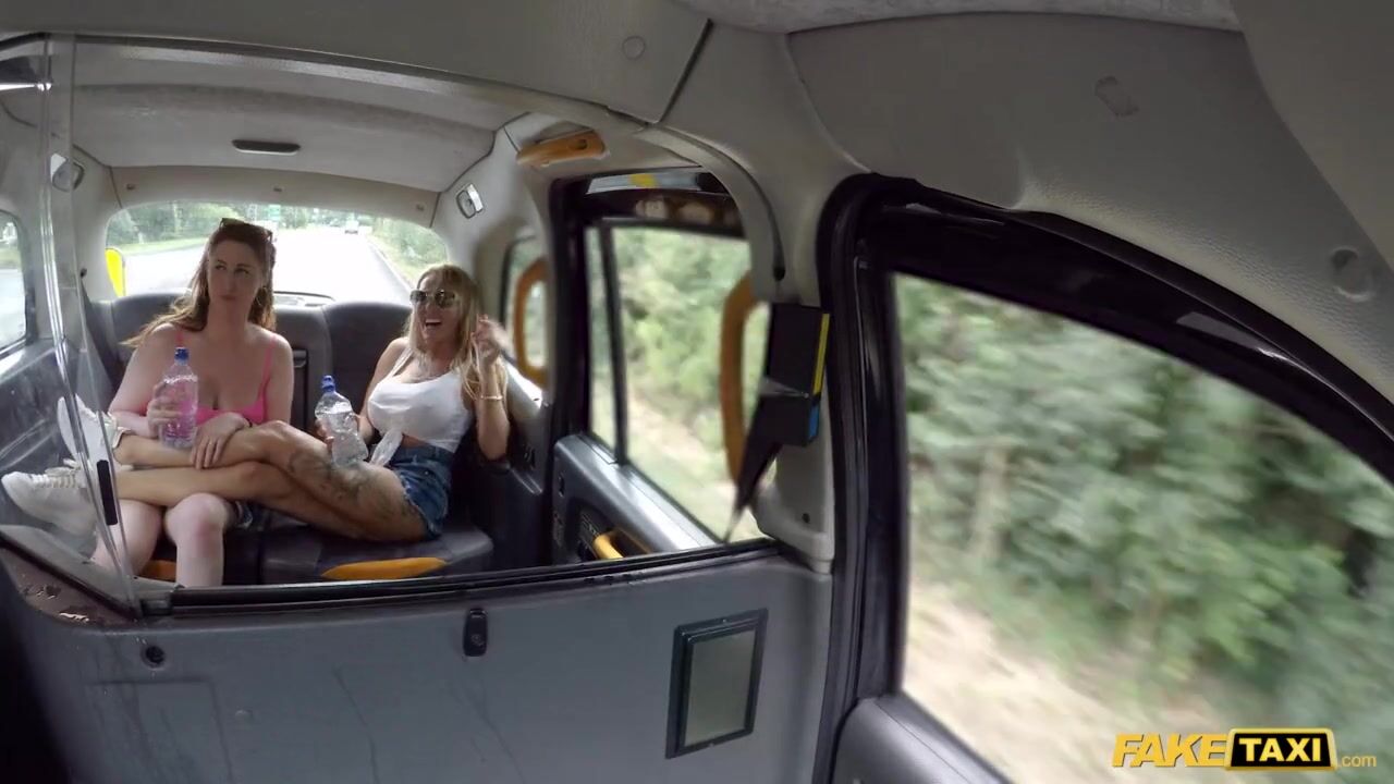 Fake Taxi Real outdoor rough sex threesome with British MILFS watch online pic