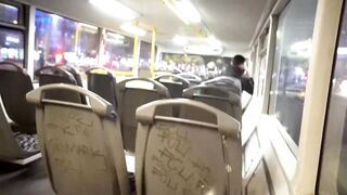 Risky public blowjob in the double-decker city bus - 15 image