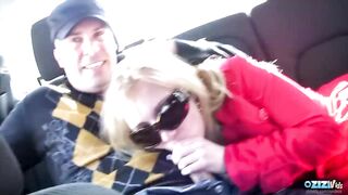 MILF gets in the back of a strangers car to ride his big cock - 2 image
