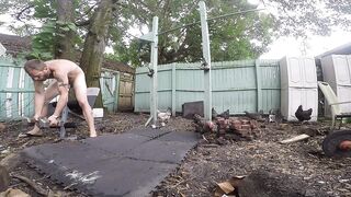 My naked outdoor workout with my chickens - 11 image