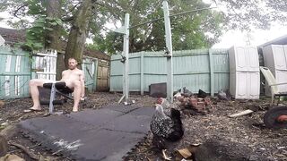 My naked outdoor workout with my chickens - 13 image