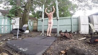 My naked outdoor workout with my chickens - 14 image