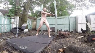 My naked outdoor workout with my chickens - 3 image
