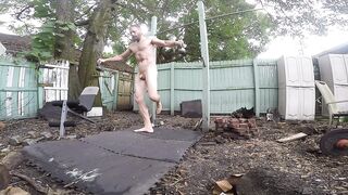 My naked outdoor workout with my chickens - 4 image