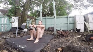 My naked outdoor workout with my chickens - 8 image