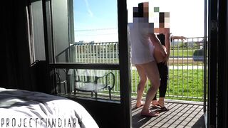 risky public balcony sex with people watching - projectsexdiary - 10 image
