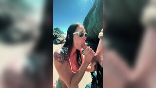Sexy BABE empties big @$$ Dick on her Face at public beach - 10 image