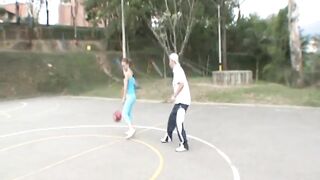 Paris Milan plays basketball outdoors - 7 image