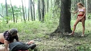 Voyeur Teen Joins Old Couple In The Woods For A Threesome - 1 image