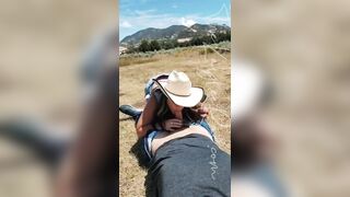 Cowgirl rides it outdoors and finishes with cum glazed tits - 2 image