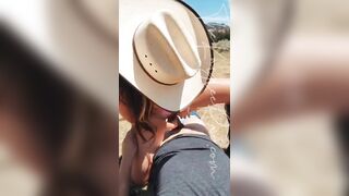 Cowgirl rides it outdoors and finishes with cum glazed tits - 7 image