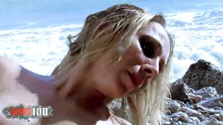 Small tits french blonde Cassandra Delamour ass fucked at the beach - 10 image