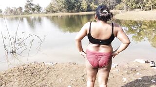 HotGirl21 Sexy Desi sister-in-law of the village bathed in the forest river. - 13 image