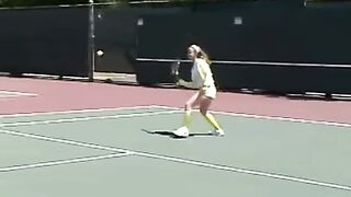 Teen masturbates outdoors after tennis - 2 image