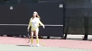 Teen masturbates outdoors after tennis - 5 image