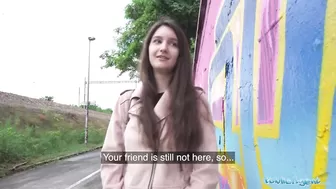 Public Agent - very cute college Teen art student with natural tits studies a big dick outdoors