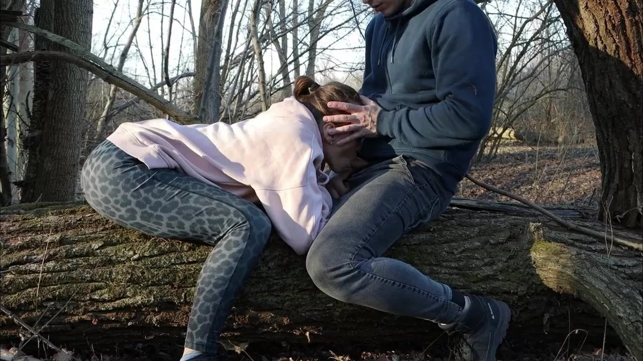 Sucked dick and let herself be fucked from behind by a random stranger on a walk in the park photo
