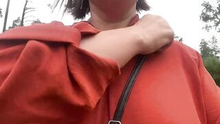 RISKY OUTDOOR SQUIRTING ORGASM IN FOREST. PUBLIC FLASHING SAGGY TITS. HAIRY PUSSY FLASH AMATEUR MILF - 7 image