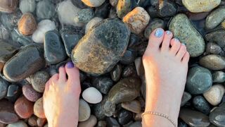 Foot fetish at the beach (with ASMR) - small feet and long toes of Mistress Lara - 1 image