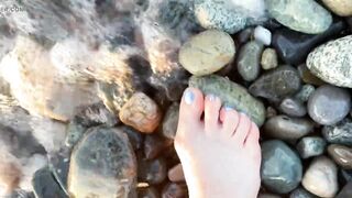 Foot fetish at the beach (with ASMR) - small feet and long toes of Mistress Lara - 10 image